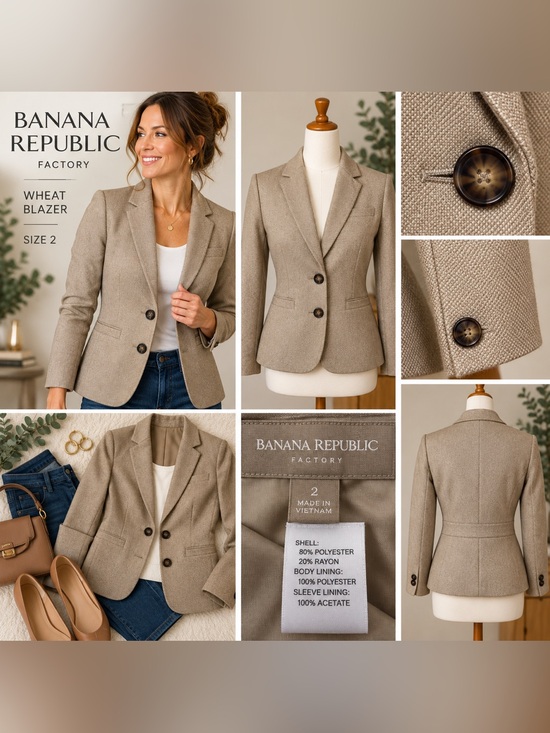 Banana Republic Factory Jackets & Blazers - Banana Republic Factory Wheat Tailored Blazer Size 2 Neutral Workwear